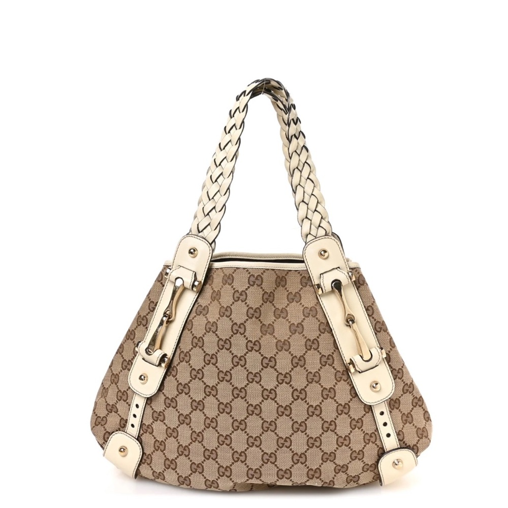 Gucci Brown and Cream Monogram Shoulder Bag